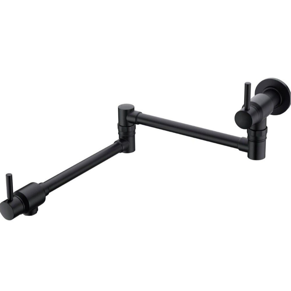 BAGNOLUX 23.4" Pot Filler Faucet Matte Black Brass Wall Mount Folding Swing Arm